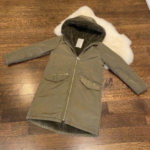 C&A faux rex rabbit fur parka jacket adjustable waist